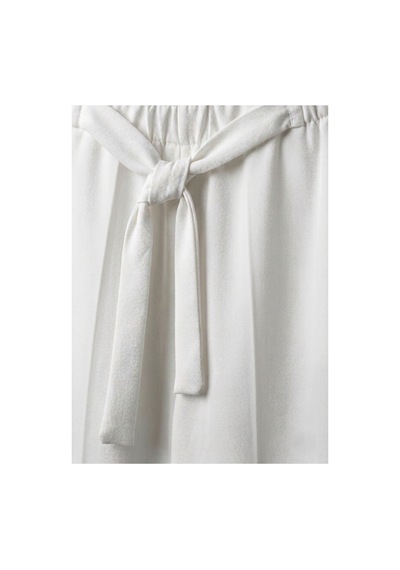 Milera Kadın Beyaz Yüksek Bel Bağlamalı Kuşaklı Geniş Paça Kumaş Pantolon Beyaz - 885536348 Beyaz