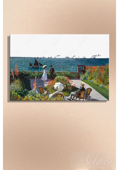 Kanvas Tablo Yatay Tekli Claude Monet Sainte-adresse'de Bahçe Jardin À Sainte-adresse Tablosu 2934