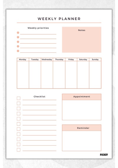 Haftalık Planlayıcı - A4 Ebat Yapılacaklar - 30 Yaprak - Weekly Planner - 0656 Çok Renkli
