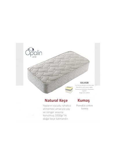 Uzunbebe Opalin Full Ortopedik 80X190 Opalin Silver Yaylı Yatak 80*190