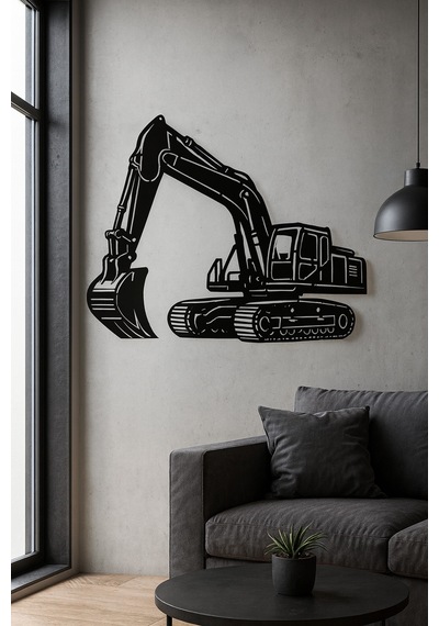 Led Işıklı Ekskavatör İnşaat Temalı İş Makinesi Tablosu Dekoratif Duvar Dekoru Mavi - 801016783 Mavi