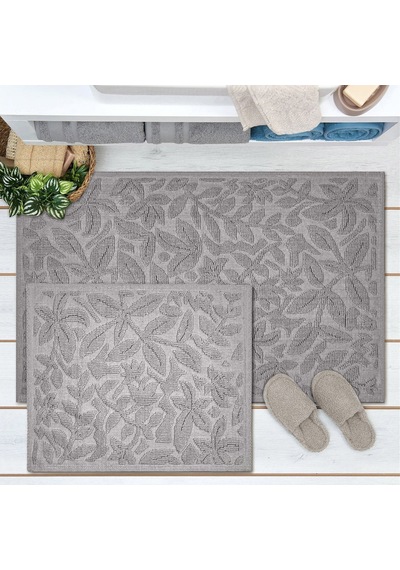 Soft Andoy 2'li Banyo Paspası - Gri - 60x100 Cm + 50x60 Cm Renkli