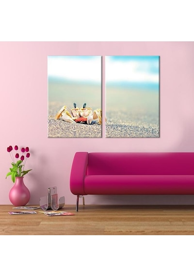 Kumsalda Yengeç Kanvas Tablo 100x90cm