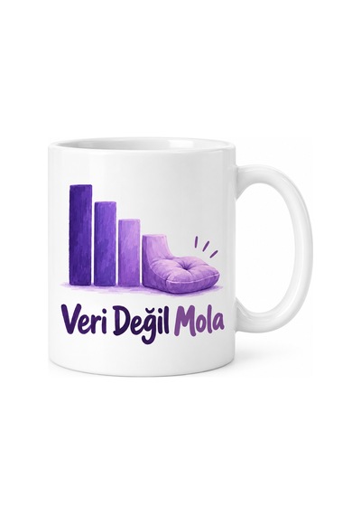 Bezos Veri Değil Mola Tasarımlı Porselen Kupa - Model 582 Hb006