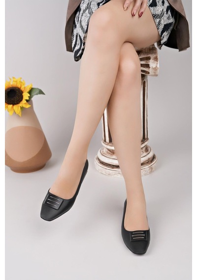 Nesilshoes Nesil Shoes Desca 044 Siyah Topuklu Kadın Ayakkabı