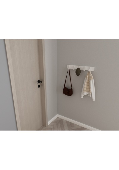Hepsi3boyutlu Modern Duvar & Kapı Baston Askılık - 5 Adet Beyaz J Askılık - Model No : 6 Beyaz