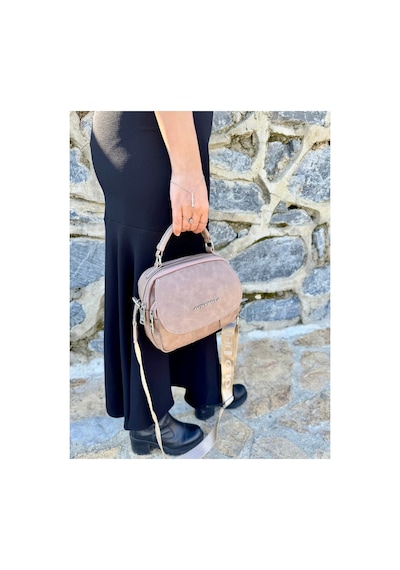 Just Polo Kadın Yeni Sezon Yumuşak Deri Şal Detaylı Ayarlanabilir Askılı Şık El Ve Omuz Çantası Shopper Vizon 96646694