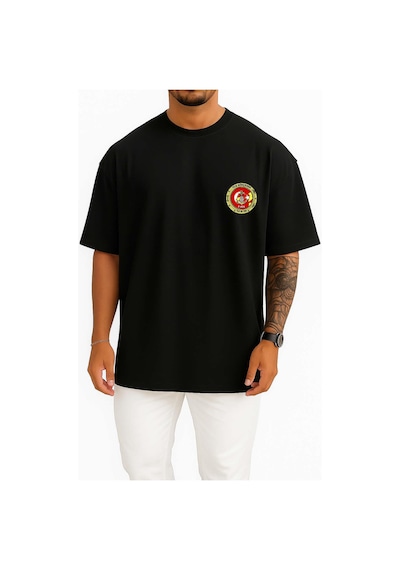 Bahriyeli Collection Oversize Tcg Gökçeada F-494 Cep Ve Sırt Tasarımlı Unisex T-shirt SIYAH
