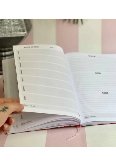 Çilek Temalı Planner Kartın Kapak Defter Pembe