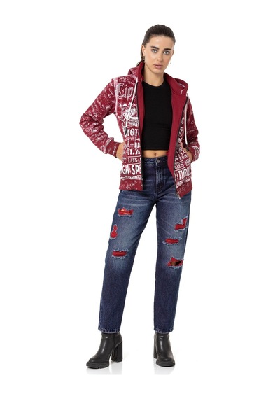 Wl352 Kadın Baskılı Zip Hoodie 001