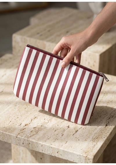 The Mia Clutch Stripe Bordo Beyaz 27 X 19 Cm Renkli