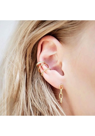 Kuyumcudukkani Tamtur Beyaz Taşlı Modelli Trend"ear Cuff"küpe-31123-w-w
