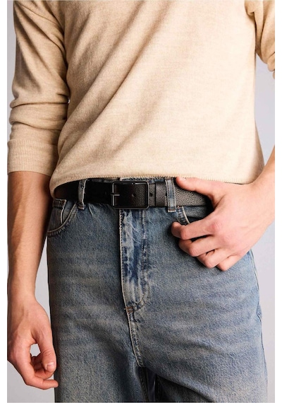 Defacto Erkek Dikdörtgen Toka Suni Deri Jean Kemeri H6879axnsbk27 Siyah-bk27