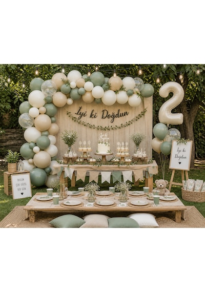 Sage & Green Parti Seti Çok Renkli