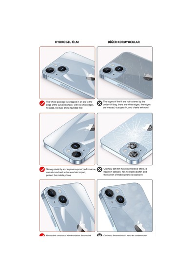 Apple Uyumlu iPhone 7 Plus Premium Arka Ekran Koruyucu Özel Kesim Hydrogel Film