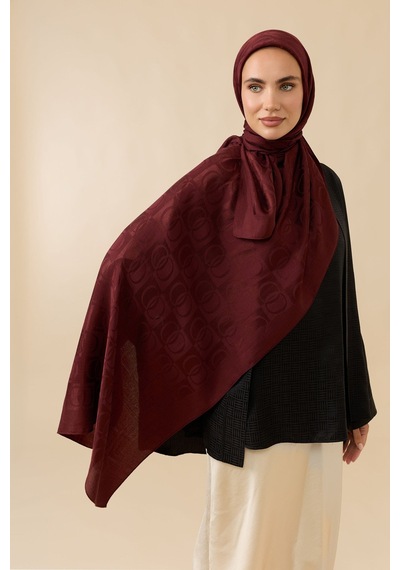 İmannooor Dama Desen Bordo Naia Pamuk Şal 70x200 Bordo-burdgundy