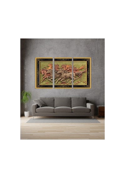 Hediyelik,dekoratif- Koşan Atlar 3 Parça Mdf Tablo Nocolor-775d053f - 33129121 Nocolor-775d053f