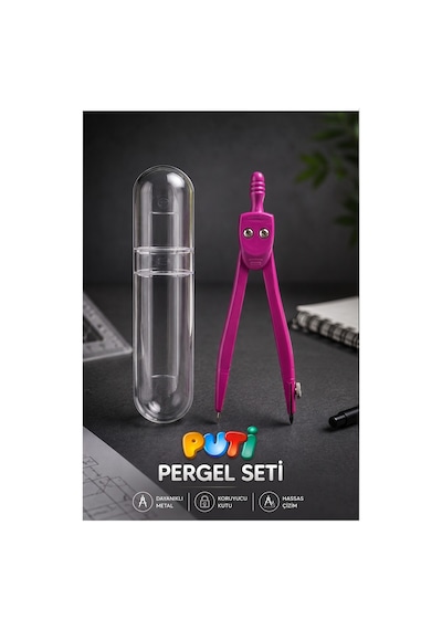 Metal Pergel 1 Adet Puti 1574 Koruma Kutulu Metal Pergel Grafit Uçlu Mekanik Pergel Matematik Teknik Mimari Çizim Pembe