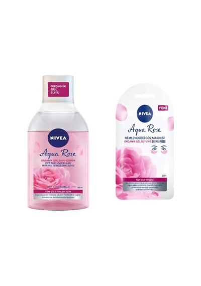 Nivea Aqua Rose Çift Fazlı Makyaj Temizleme Suyu 400 ML + Göz Maskesi