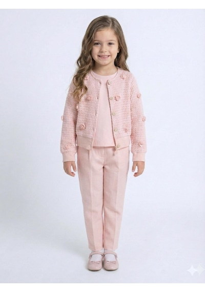 Xo Kids Kız Çocuk 3lü Alt Üst Takım 4-7 Yaş 52127 Pudra