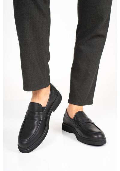 Fame Step Hakiki Deri Erkek Loafer Mokasen Klasik Ayakkabı Comfort Prato Siyah