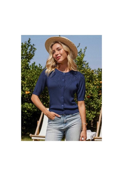 Youknitwear You Wanda %100 Pamuk Triko Hırka Kahverengi