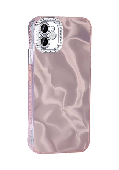 Noktaks - İphone 12 Uyumlu Kılıf Airbagli Parlak Taş Detay Tasarımlı Esila Kapak - Pembe - T32882