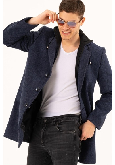 Plt8376 Dewberry Erkek Palto-Desenli Lacivert-Desenli Lacivert