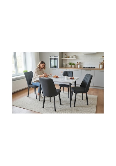 Tool Aksesuar T-6020 4 Kişik Yemek Masası Ve Antrsit Sandalye Takımı Mutfak Salon Restorant Cafe Otel Kullanımına Uygundur. Antrasit Tool Aksesuar T-6020 4 Kişik Yemek Masası Ve Antrsit Sandalye Takımı Mutfak Salon Restorant Cafe Otel Kullanımına Uygundur. Antrasit