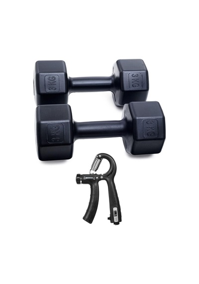 Besinistanbul Ps Spor 3 Kg Dambıl Çift + Sayaçlı Ayarlanabilir El Yayı 3 Kg X 2 Adet Gönderim Yapılır Siyah