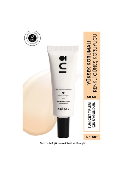 Cilt Tonu Eşitleyici Saf Kolajen Yüksek Korumalı 02 Medium Spf50+ Yüz Güneş Kremi 50 Ml