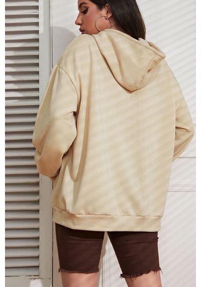 Uyguntarz Unisex Houston Baskılı Sweatshirt Bej