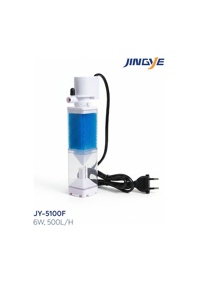 Jingye Jy-5100f Beyaz Şeffaf Gövdeli Akvaryum İç Filtresi 6w 500l/h - Modern Ve Sessiz Filtrasyon