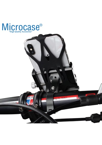 Microcase Pro 7 Alüminyum Ayarlanabilir Motosiklet Bisiklet Scooter Telefon Tutucu - Al5094 Siyah