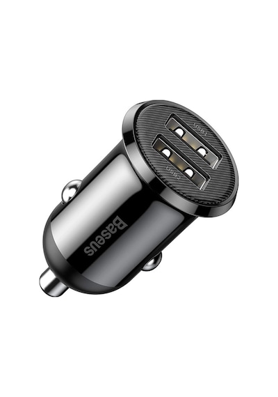 Baseus Grain Pro Dual Usb 4.8A Max Çıkışlı Hızlı Araç Şarj Başl Siyah