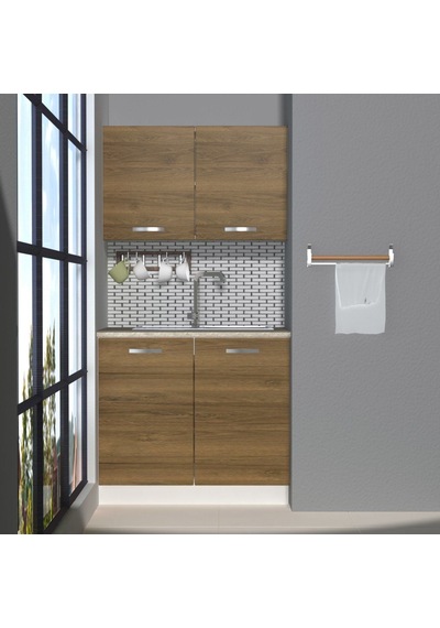 Decoraktiv Mini 90 Mdf Hazır Mutfak Dolabı - Tezgah Dahil - Naturel Pera Meşe