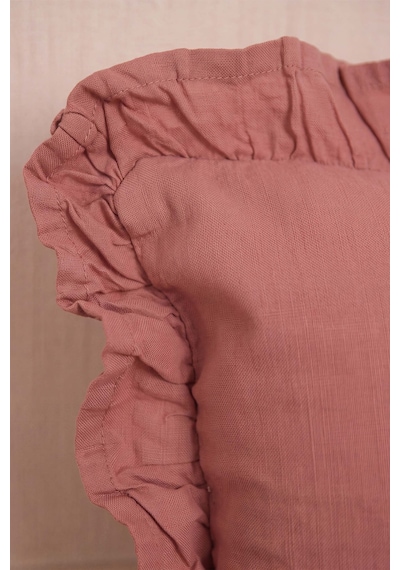Rose Fırfırlı Dekoratif Kırlent Kılıfı Pembe