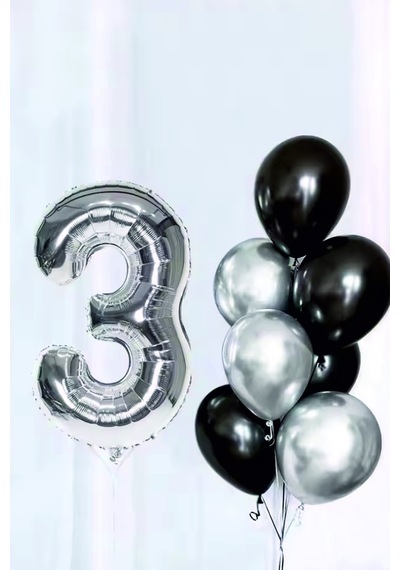 Rakam Folyo Balon Gümüş 102cm 40inç 3