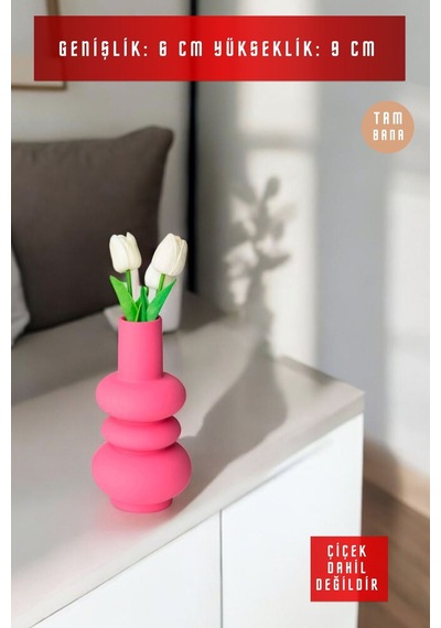 Dekoratif Vazo Obje Ev Dekorasyon Masa Üstü Dekor Vazo Model 5 Pembe Pembe