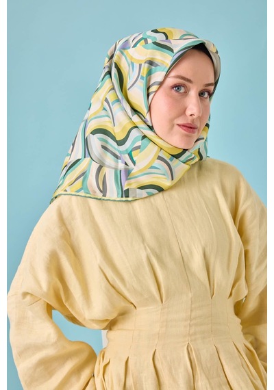 Silk Home Twill İpek Eşarp 11471-40 Lila, Sarı, Butter Yellow