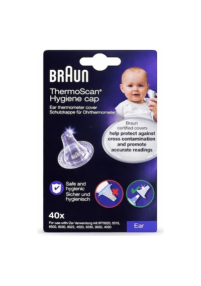 Braun Thermoscan Hijyenik Kapak, Kulak Termometresi İçin, Orijinal Yedek Prob Ucu, 40 Adet
