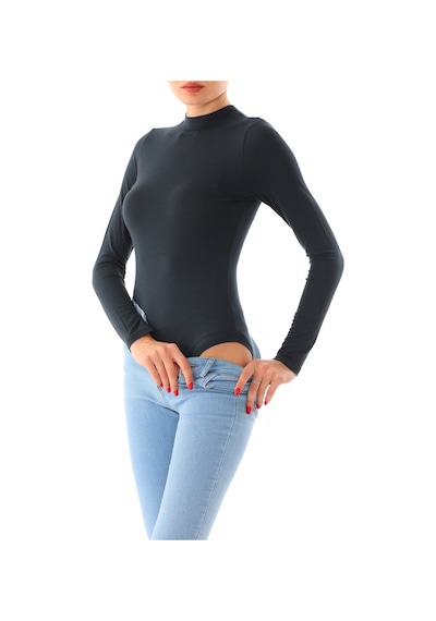 Kadın Viskon Boğazlı Kopçalı Zıbın Body-füme-füme Füme
