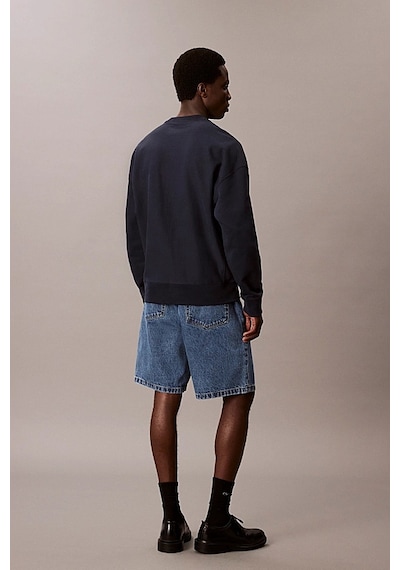 Calvin Klein Erkek Regular Fit Bisiklet Yaka Nakış Logolu Sweatshirt - Lacivert Dark Sapphire