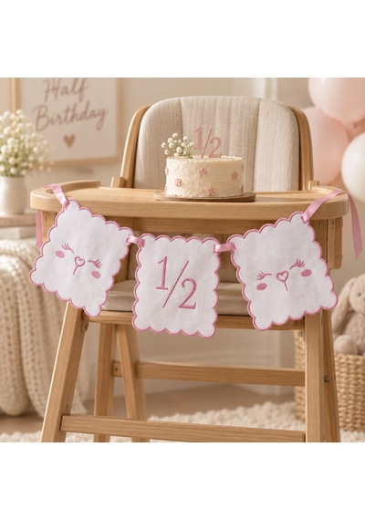 Tly Home & Baby 1/2 Yaş Nakışlı 3 Lü Doğum Günü Flaması Pembe Diğer