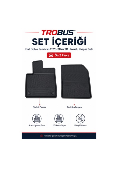 Trobus Fiat Doblo 2023-2026 Panelvan 2d Havuzlu Paspas 2 Parça Ön Takım