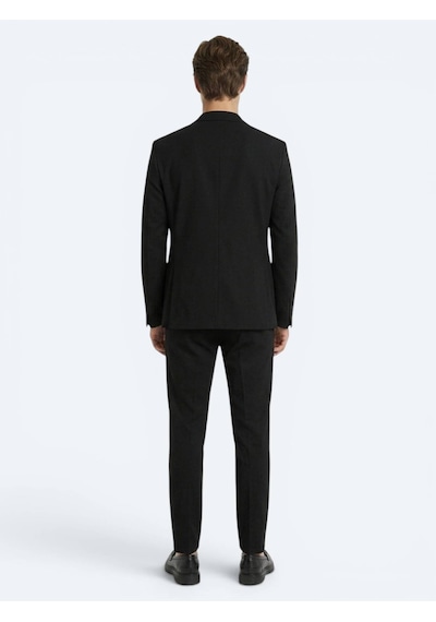 Kip Siyah Çizgili Modern Fit Örme Takım Elbise Kip Siyah Çizgili Modern Fit Örme Takım Elbise