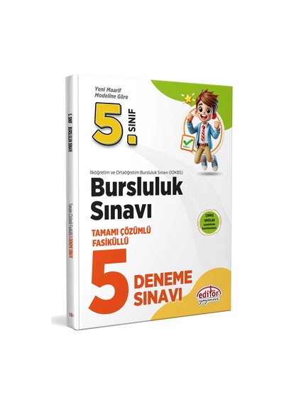 Editör Yayınları 5. Sınıf 2025 Bursluluk Sınavı Tamamı Çözümlü 5 Deneme