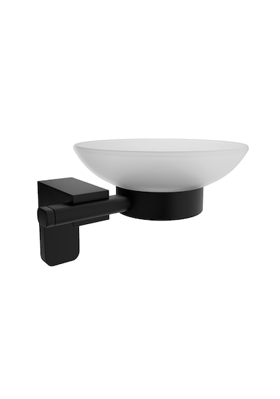 Siyah Lux 4 Lü Banyo Seti Solo Havluluk, Diş Fırçalık, Sabunluk Mat Siyah