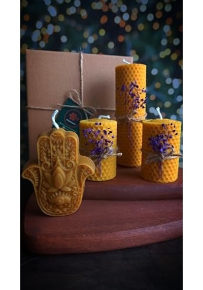Petek Mum Hediyelik Dekoratif Set Hamse Bereket Eli Beeswax Canle Set Diğer