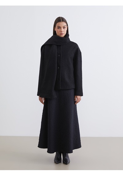Lcw Modest Siyah Şal Yaka Kadın Kaban